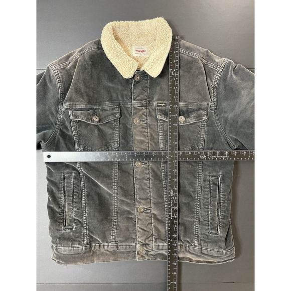 Wrangler Sherpa Lined Corduroy Jacket Size M Black Grunge Western Cowboy - Picture 5 of 8